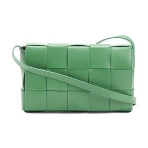 ISADORA Made In Italy Leather Large Woven Flap Over Crossbody